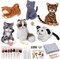 6 PCS Needle Felting Kit, Animal Needle Felting Beginner Kits Wool Felt Needle Felting Tools with Instruction for DIY Craft Animal Home Decoration (Cute Cat)